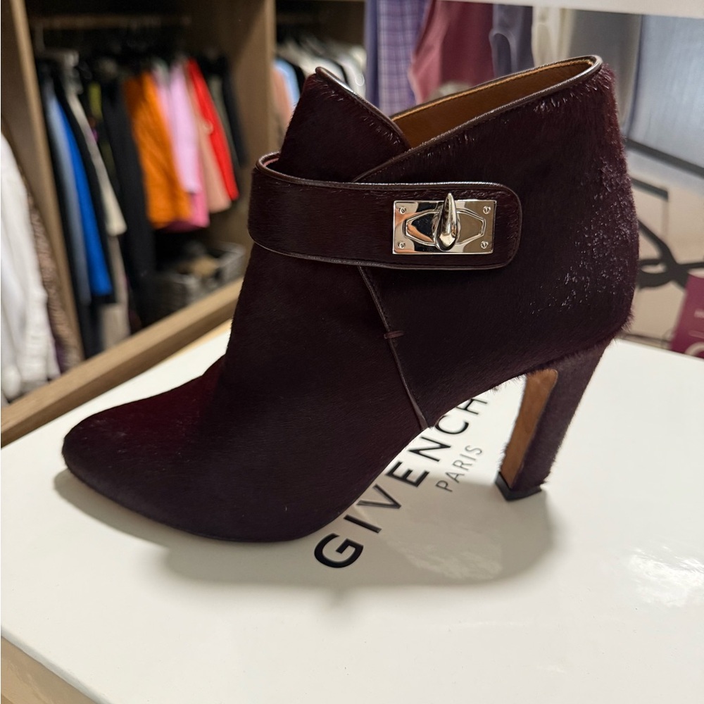 Givenchy Dark Red Ankle Boots with Silver Buckle